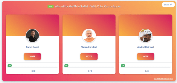 Voting Contest with multi color customization